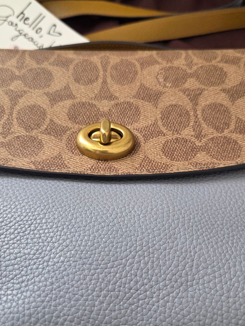 Coach Cassie Crossbody In Signature Blocking Blue/Tan - Picture 4 of 12